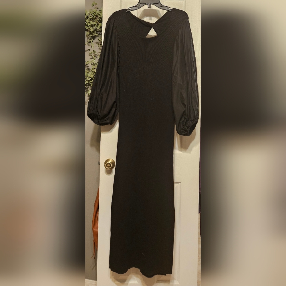 Gibson Latimer Knit Dress With Puffy Sleeves